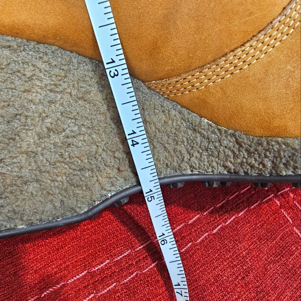 Timberland Tan Suede Wedge Boots with Gray Faux Fur Cuff